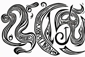 Flaming music note with words “never give up no matter what” around it tattoo idea