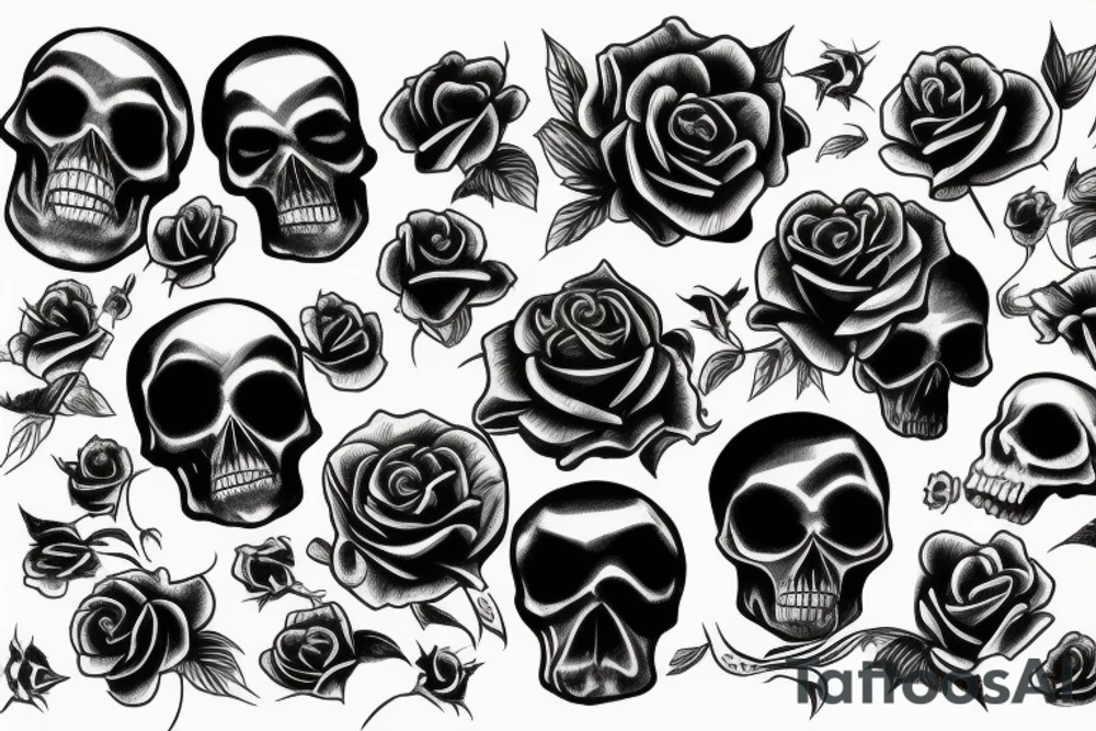 skull and rose tattoo idea
