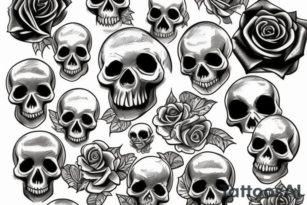 skull and rose tattoo idea