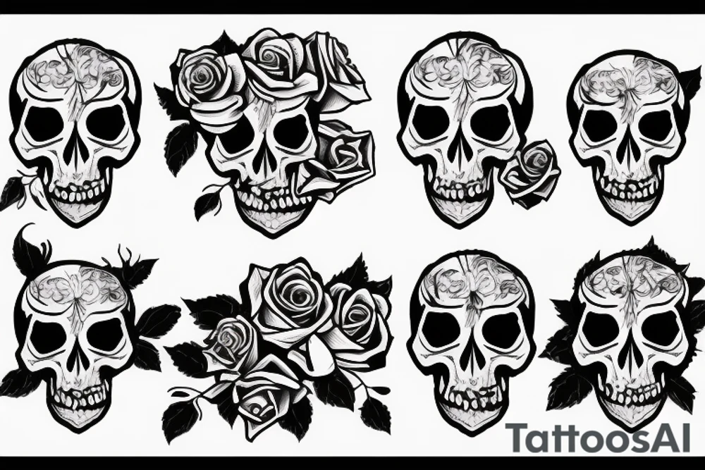 skull and rose tattoo idea