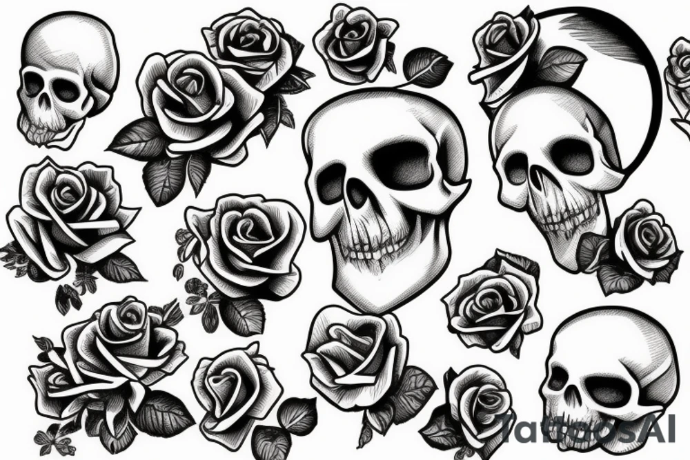 skull and rose tattoo idea