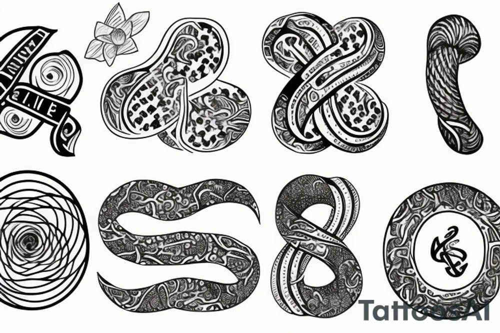 Infinity symbol with the concept of travel and nature tattoo idea