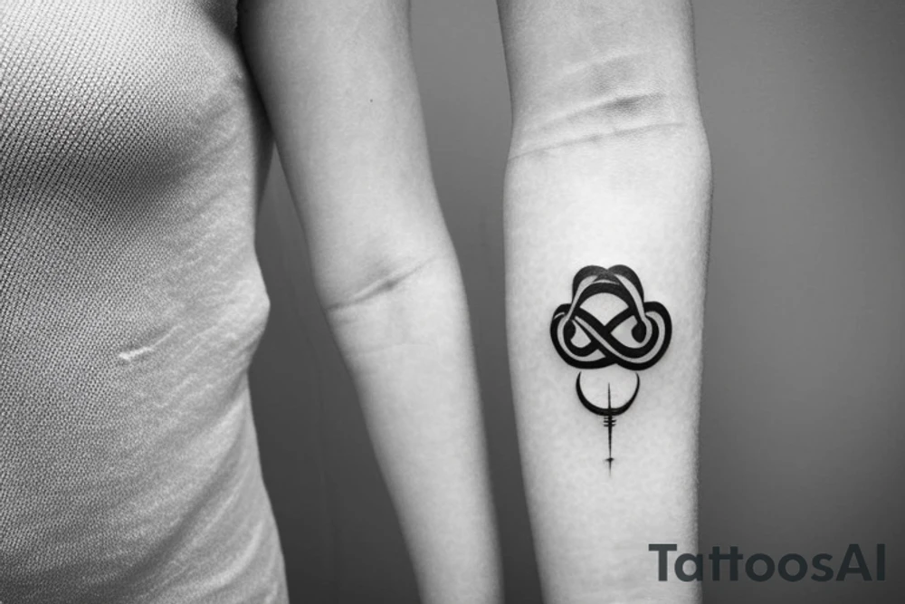 Infinity symbol with the concept of travel and nature tattoo idea
