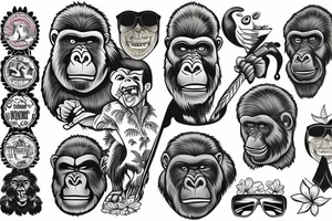 Gorilla wearing Hawaiian shirt tattoo idea