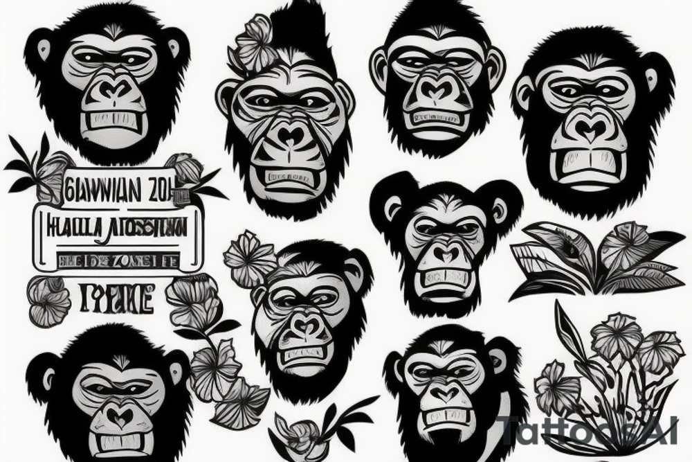 Gorilla wearing Hawaiian shirt tattoo idea