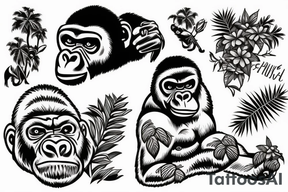 Gorilla wearing Hawaiian shirt tattoo idea