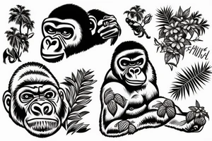 Gorilla wearing Hawaiian shirt tattoo idea