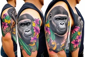 Gorilla wearing Hawaiian shirt tattoo idea