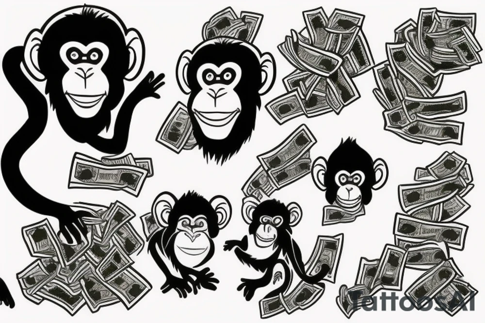 Monkey with money tattoo idea
