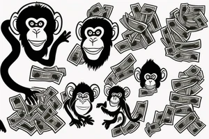 Monkey with money tattoo idea