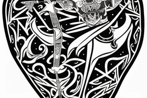 chi eho on a shield with a sword tattoo idea