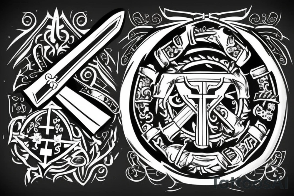 chi rho on a shield with a sword tattoo idea