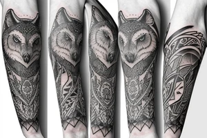 owl, wolf, deer totem sleeve tattoo idea