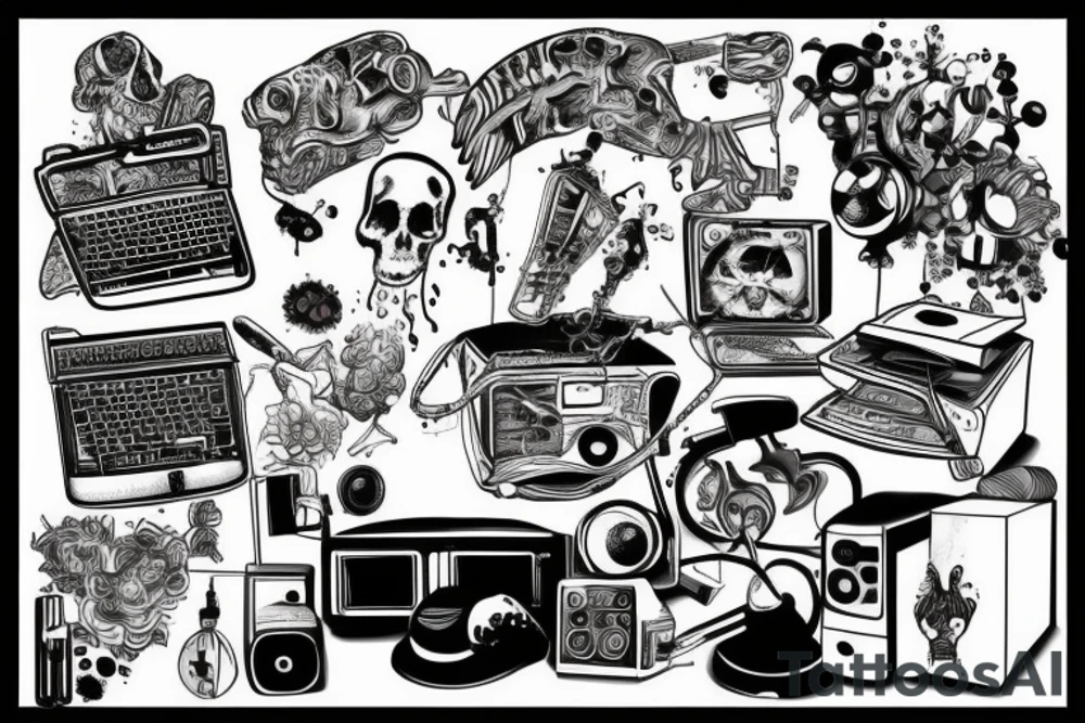 A computer rotting away tattoo idea