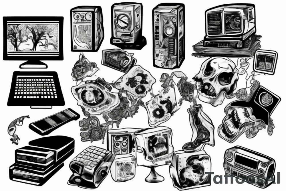 A computer rotting away tattoo idea