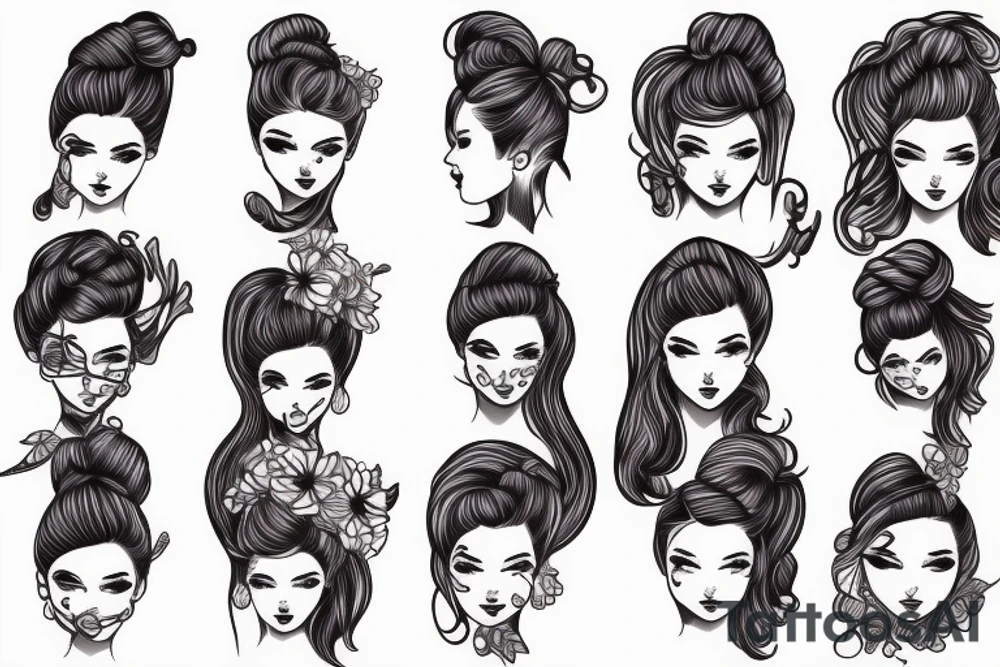 girls hair bun tattoo idea