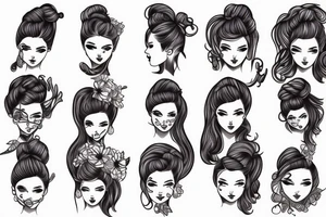 girls hair bun tattoo idea