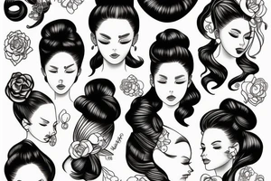 girls hair bun tattoo idea