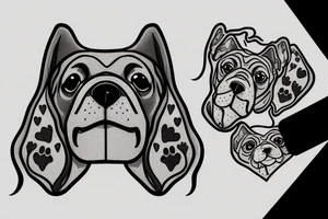 a dog with heart break face tattoo idea