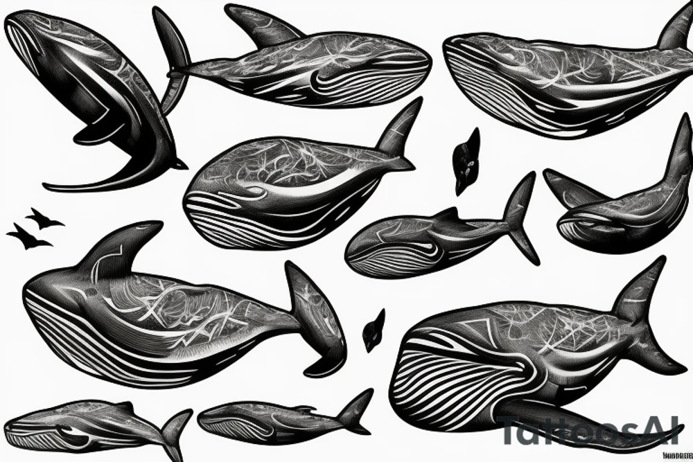 flying whales tattoo idea