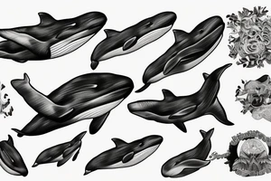 flying whales in clouds tattoo idea