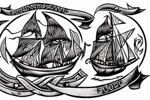 two viking brothers looking at a ship in the distance tattoo idea