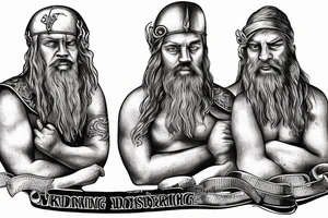 two viking brothers looking at a ship in the distance tattoo idea