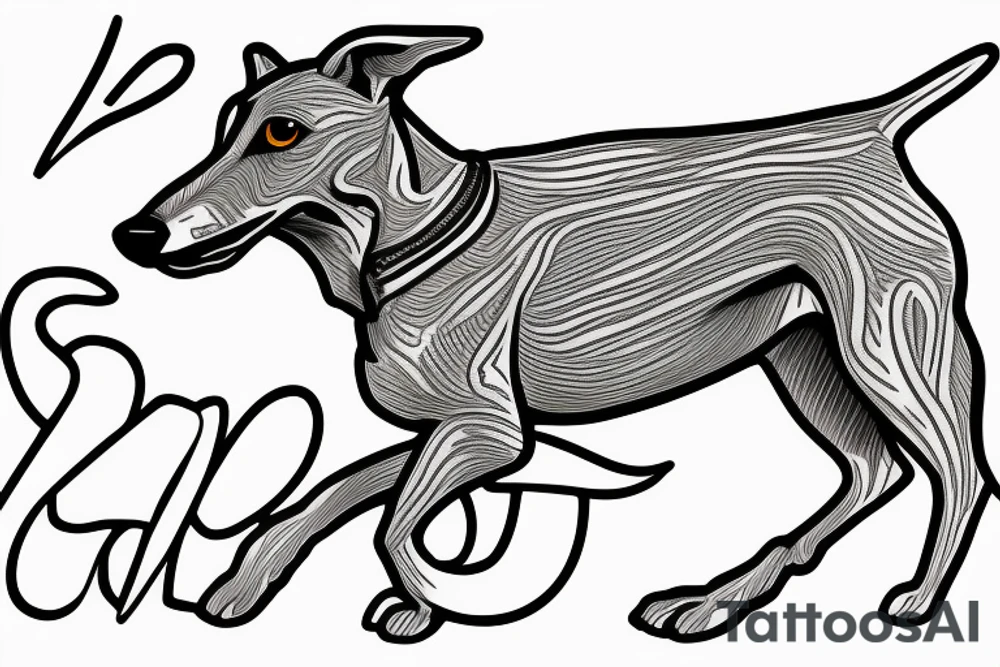 Brindle greyhound, fine line. tattoo idea