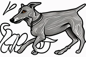 Brindle greyhound, fine line. tattoo idea
