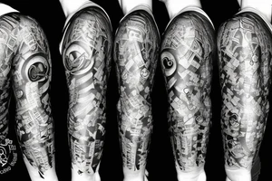 Tattoo that combines Sagittarius, code, family tree And books tattoo idea