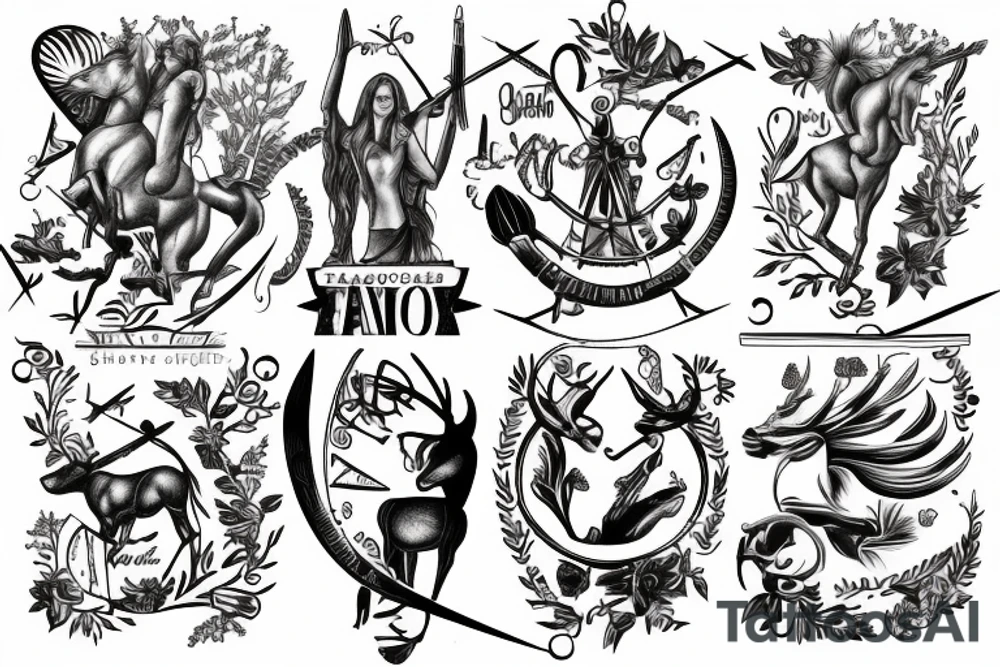 Sagittarius, computer scr, family tree And books tattoo idea