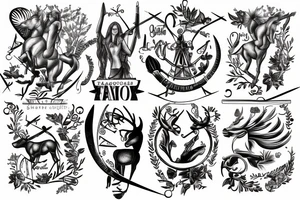 Sagittarius, computer scr, family tree And books tattoo idea