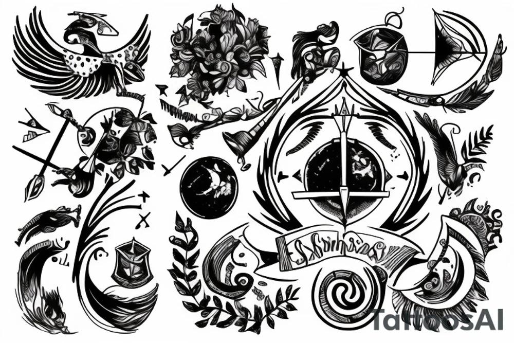Sagittarius, computer science , family tree And books tattoo idea