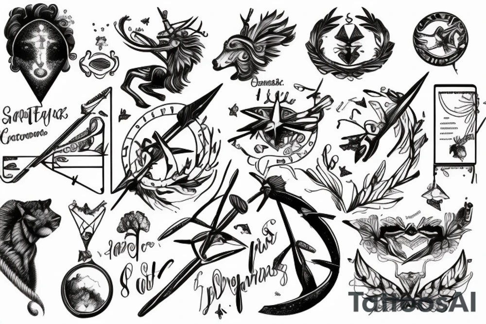 Sagittarius, computer science , family tree And books tattoo idea
