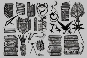 Sagittarius, computer science , tree And books tattoo idea