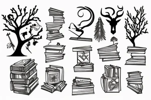 Sagittarius, computer science , tree And books tattoo idea