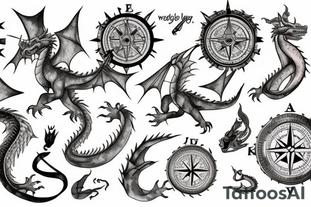 Dragon wrapped around a compass tattoo idea