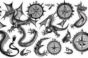 Dragon wrapped around a compass tattoo idea
