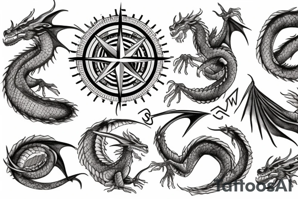 Dragon wrapped around a compass tattoo idea