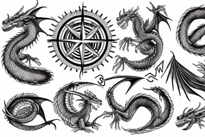 Dragon wrapped around a compass tattoo idea