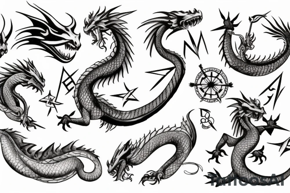 Dragon wrapped around a compass tattoo idea