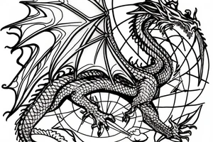 Dragon hanging on a compass tattoo idea