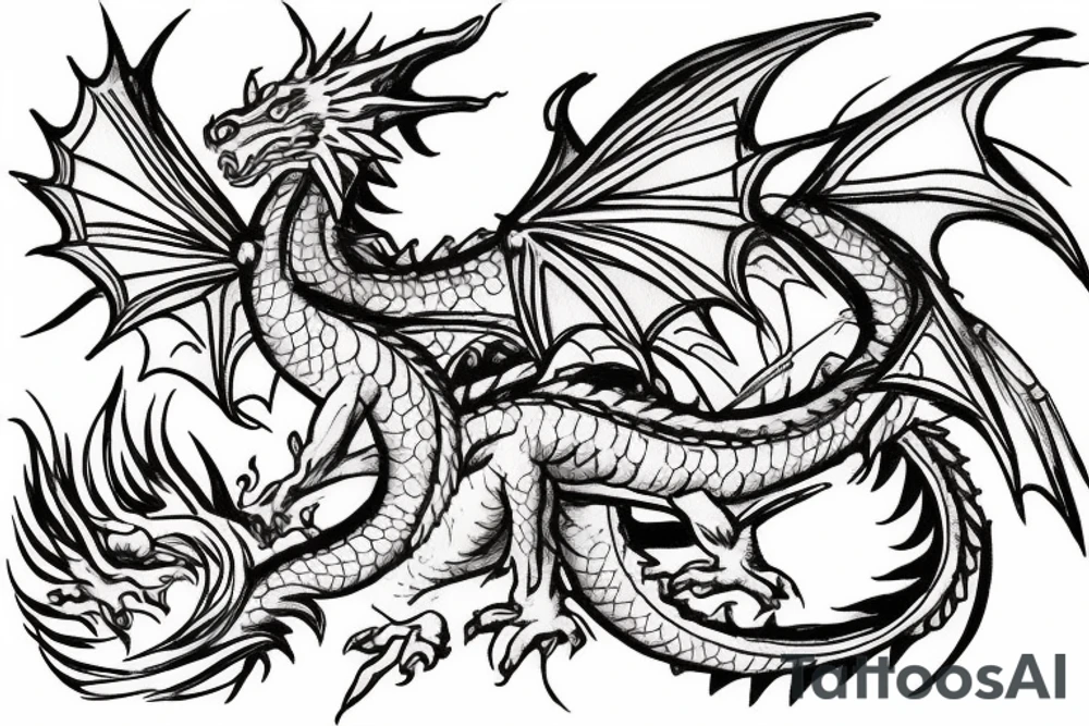 Dragon hanging on a compass tattoo idea