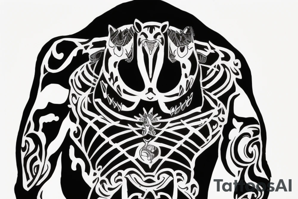 Oni mask for back tattoo idea