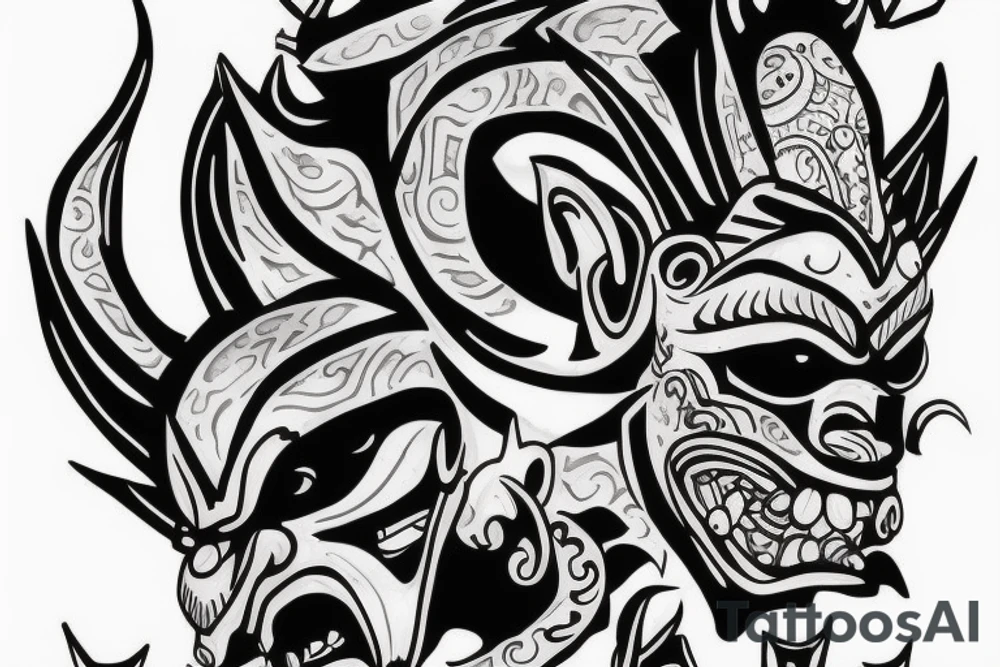 Oni mask for back tattoo idea