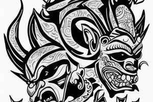 Oni mask for back tattoo idea
