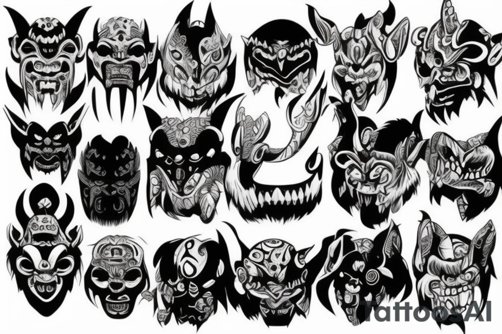 Oni mask for back tattoo idea
