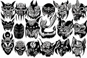 Oni mask for back tattoo idea