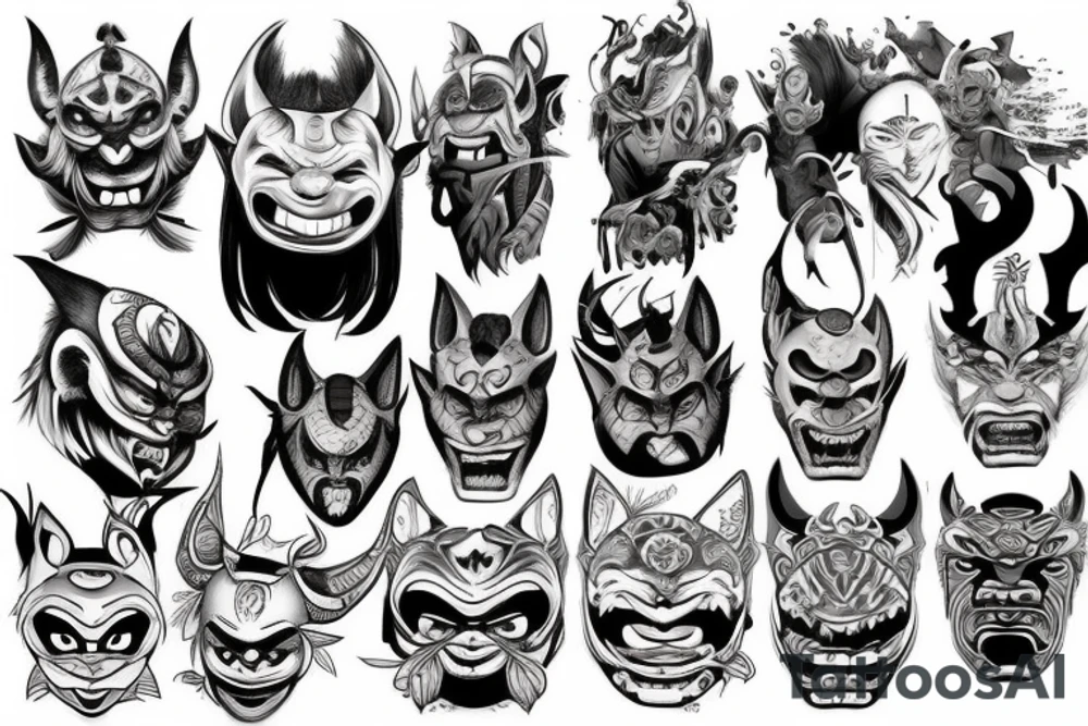 Oni mask tattoo idea