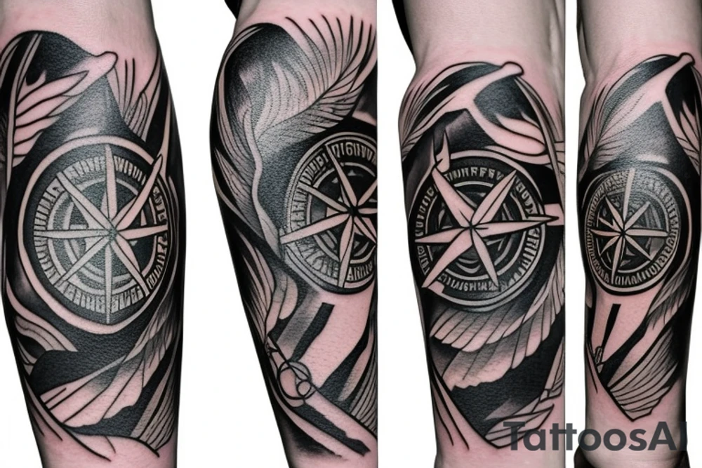 Phoenix holding a compass by the legs tattoo idea